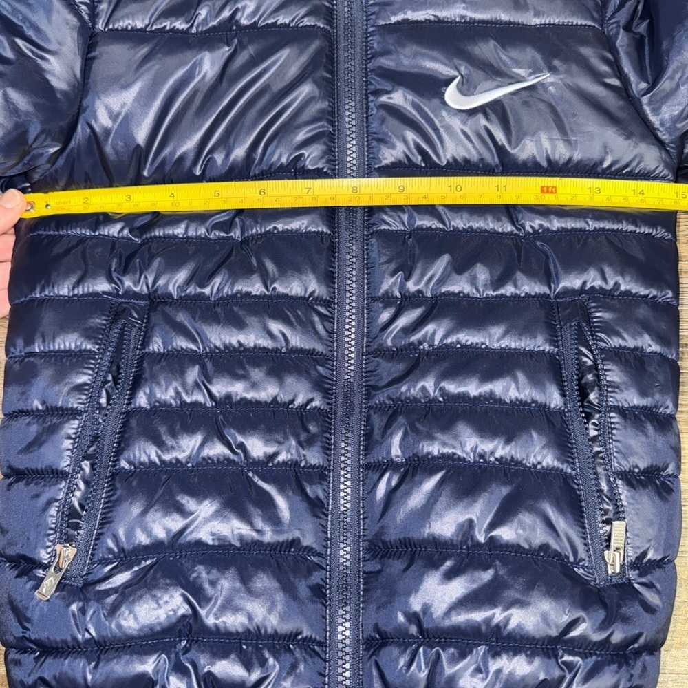 Boys Nike Small Navy Blue Hooded Puffer Jacket Fleece Lined Coat Size 5 - Picture 5 of 8
